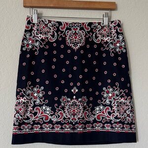 Talbots Black and Red Paisley Mini Skirt